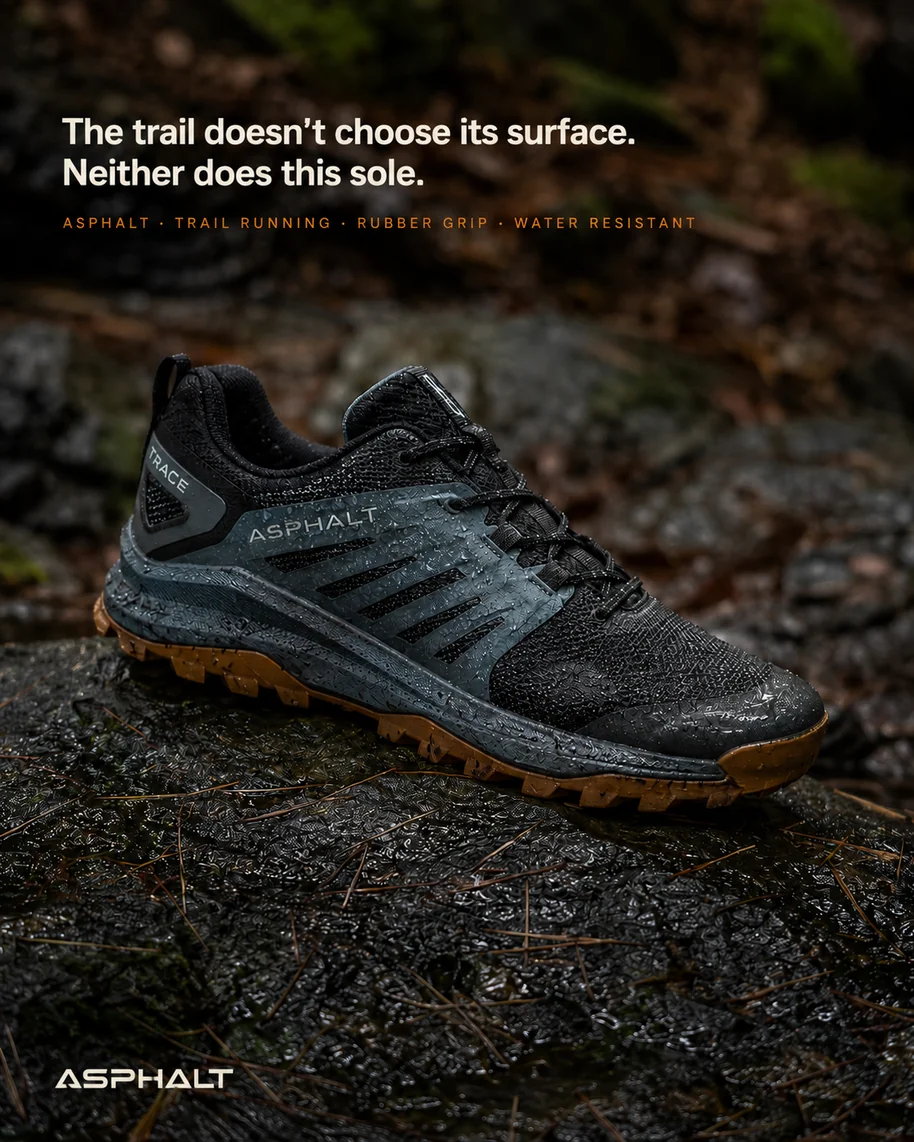 The trail doesn't choose its surface. Neither does this sole.